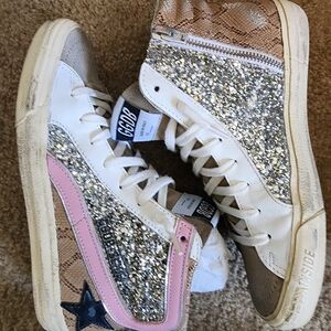 Golden Goose Women's Sneakers - Silver, Pink, and Tan